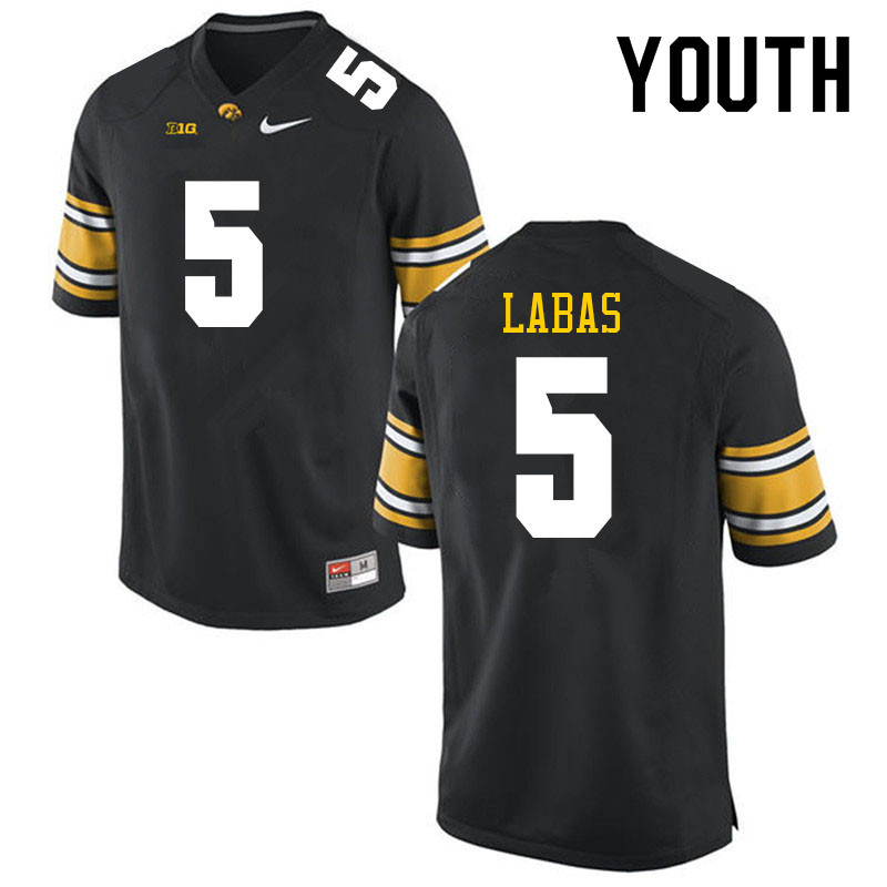 Youth #5 Joe Labas Iowa Hawkeyes College Football Jerseys Sale-Black